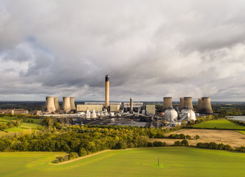 Aerial panorama view of Drax Power Station